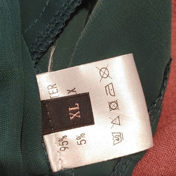 Chiffon Crop Top Blouse Women's XL Emerald Green Long Sleeve Coquette Girl Y2K - Picture 9 of 9